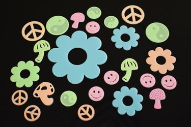 25 Piece Glow in the Dark Multicolor 60's Wall Ceiling Decor